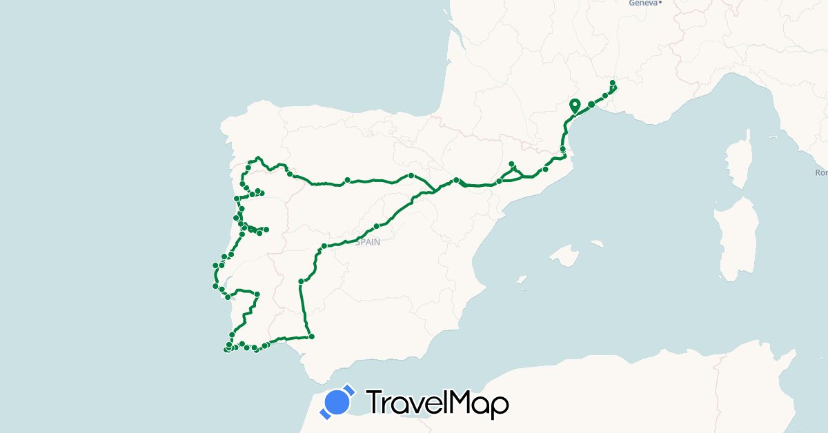 TravelMap itinerary: 2017 in Spain, France, Portugal (Europe)